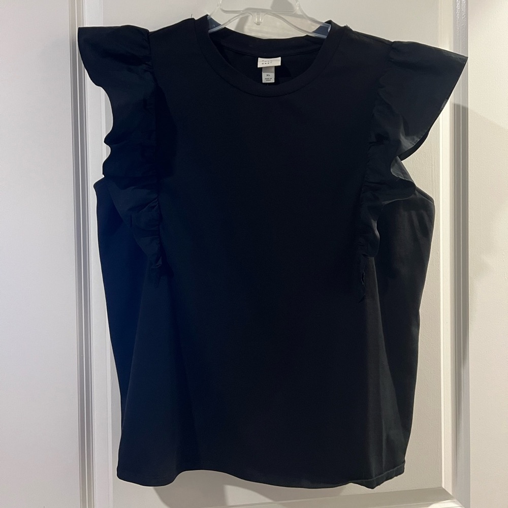 NWT a new day Black Ruffle Sleeve Blouse